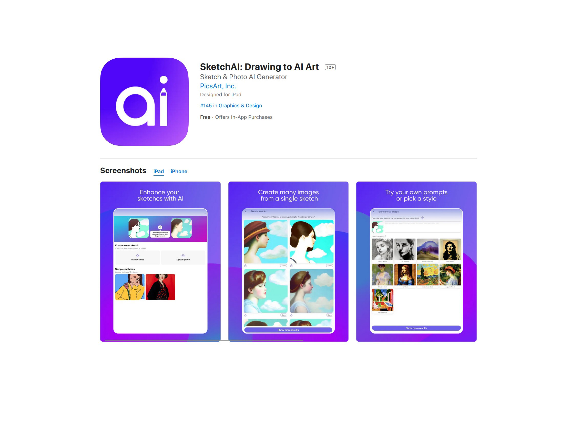 SketchAI : une application iOS qui transforme vos photos et dessins en œuvres d'art numériques grâce à l'IA de Picsart