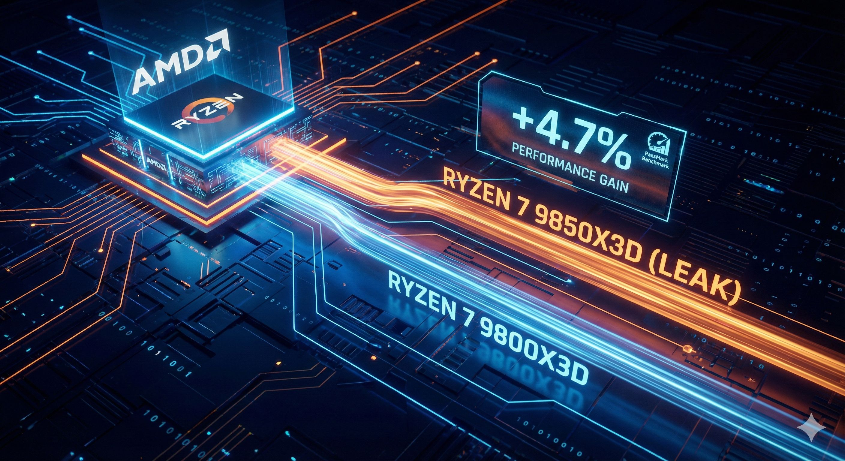 Le Ryzen 7 9850X3D fuite sur PassMark : un gain de puissance confirmé face au 9800X3D