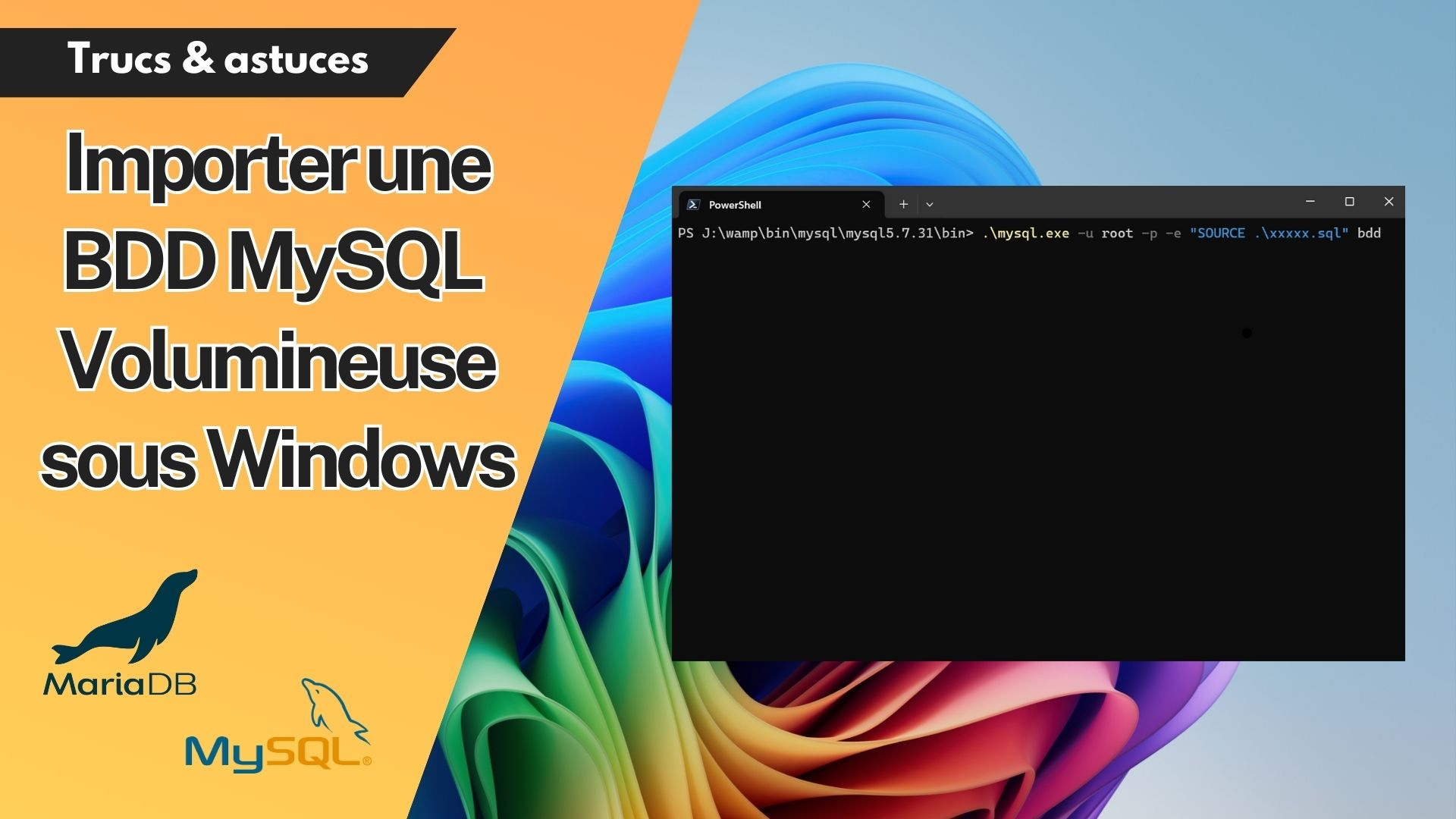 Comment importer une base de données MySQL volumineuse sous Windows / Wamp ?