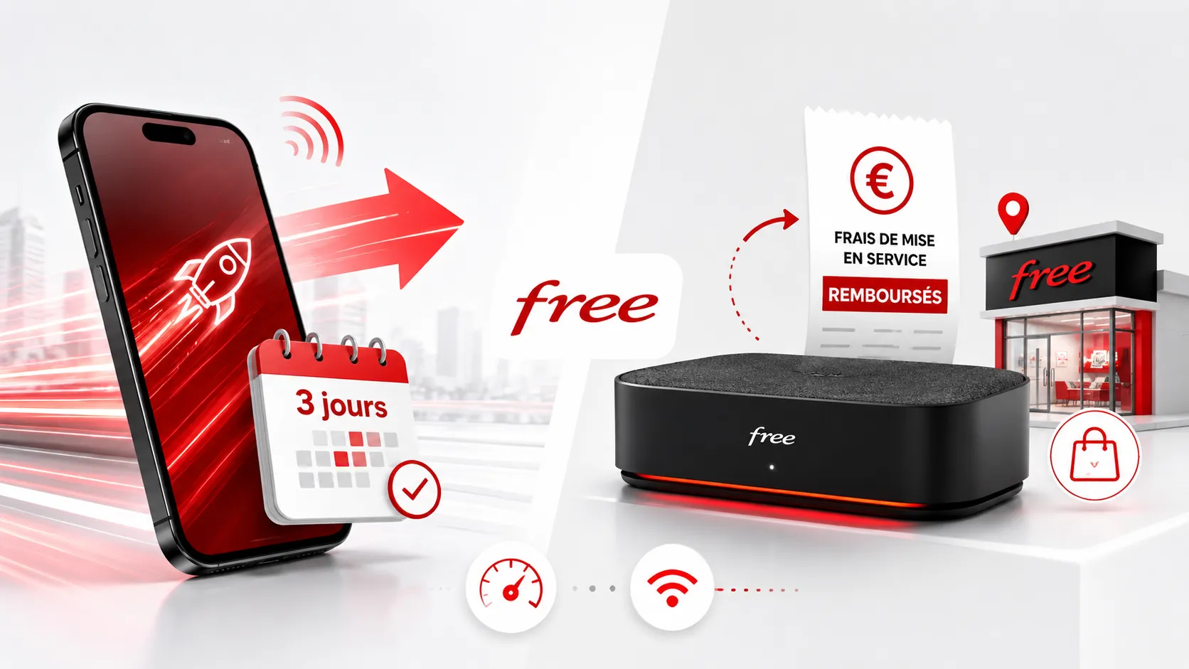 Free accélère la portabilité mobile et propose le remboursement des frais Freebox en boutique