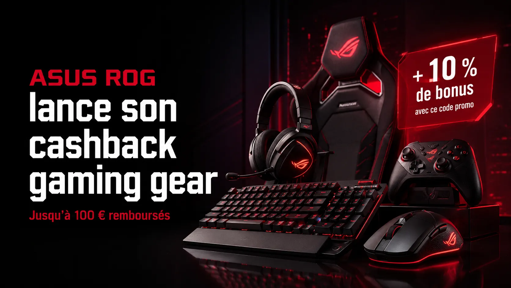 ASUS ROG lance son cashback gaming gear : jusqu’à 100 € remboursés et 10 % de bonus avec ce code promo