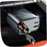 Lisen 4 en 1 Rétractable Chargeur Voiture USB C 69W