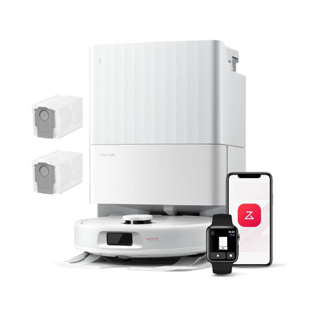 roborock QV 35A Set Aspirateur Robot Laveur, 8000Pa HyperForce, Station Multifonctionnelle, Serpillière Rotative 200 TR/Min