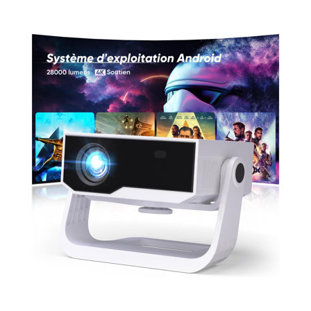 Videoprojecteur Intelligent Wielio Android 11, FHD 1080P Compatible 4K, WiFi6 & BT5.2, 28000 Lumens