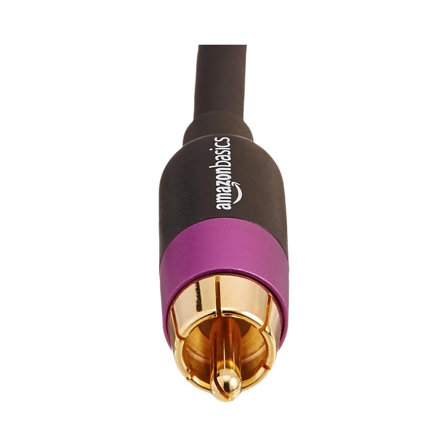 Amazon Basics - Câble RCA mâle vers mâle pour subwoofer, 4.6 m, 15 feet, Noir