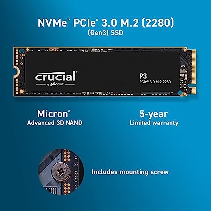 Crucial P3 1To M.2 PCIe Gen3 NVMe