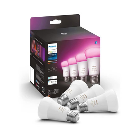 Pack de 4 ampoule connectée LED Philips Hue White & Color Ambiance - format E27