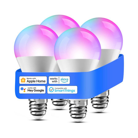 Ampoule LED RGBWW  Connectée, Lot de 4 Ampoule E27 WiFi Compatible avec Apple HomeKit, Alexa et Google Home