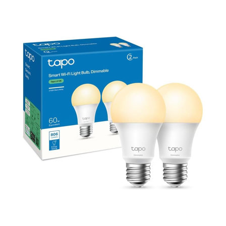 Ampoule Connectée WiFi Tapo L510E LED E27 Blanc Chaud 2700K, Dimmable 8.7W 806Lm (2-pack)