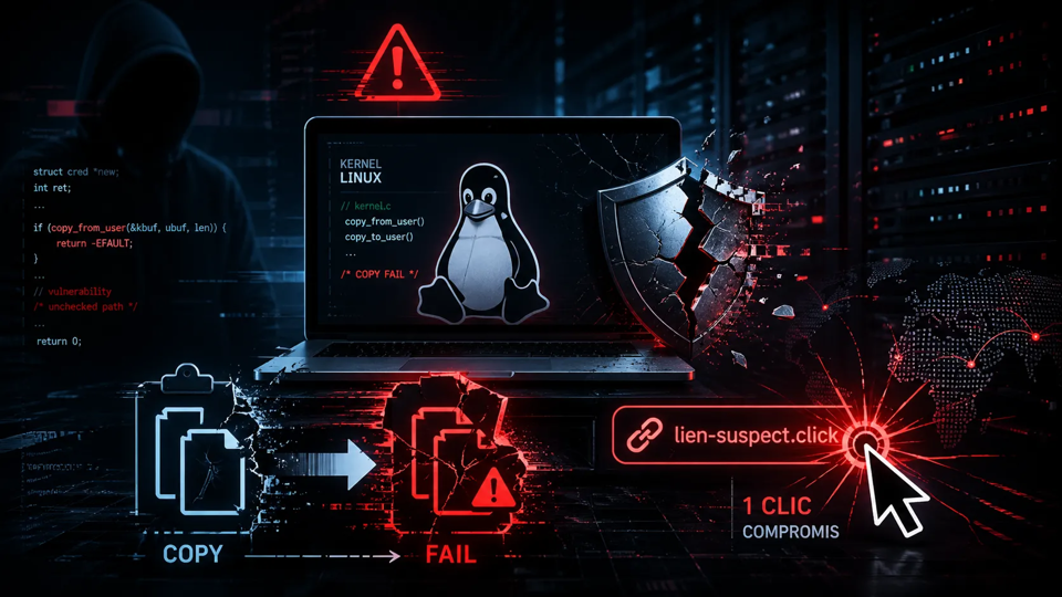 Copy Fail : une faille vieille de 5 ans dans le noyau Linux permettait un piratage en un clic
