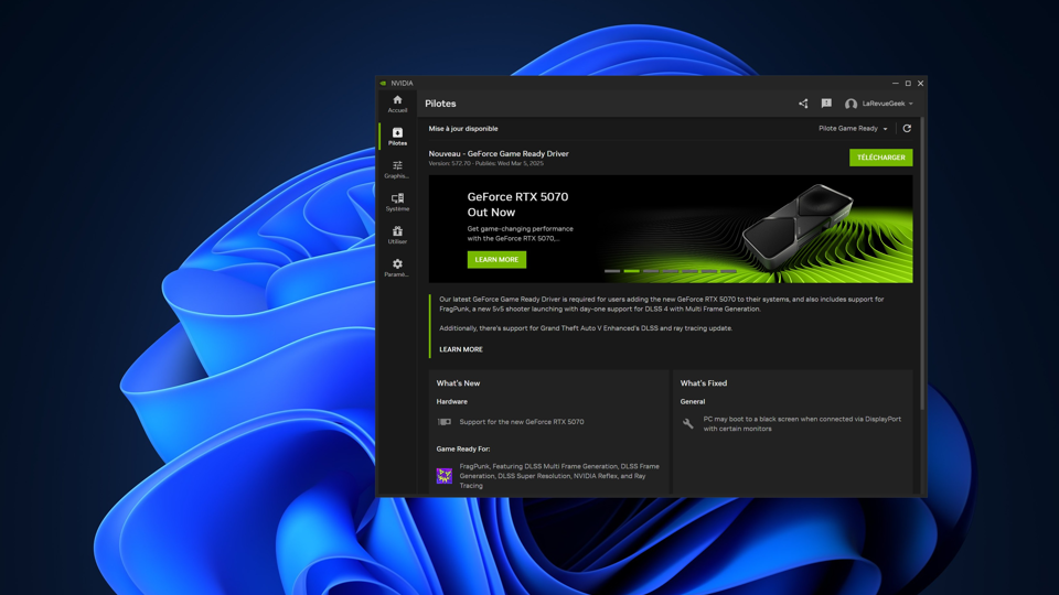 Nvidia Game Ready Driver 572.70 : un nouveau pilote qui propulse les performances sous Windows 10 et 11