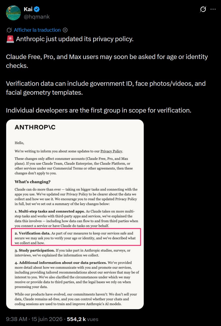 Anthropic pourrait demander une pièce d’identité aux utilisateurs de Claude
